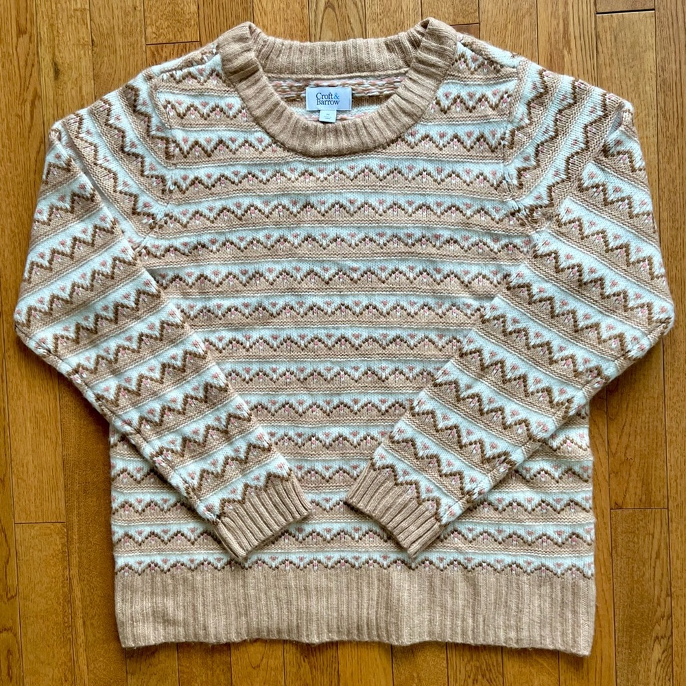 Croft and Borrow Cream and tan gingerbread Christmas sweater